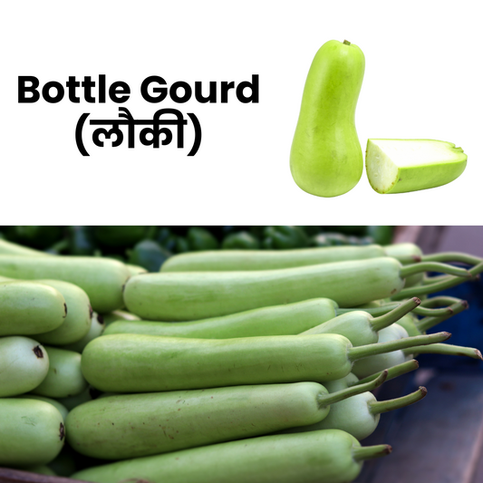 Bottle gourd with a close-up and whole gourds on a white background